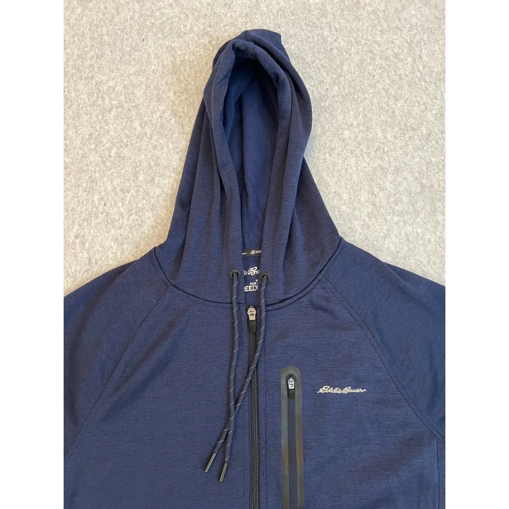 Eddie Bauer‎ Hoodie Men's Medium Navy FreeDry Fleece Performance Full Zip Jacket
